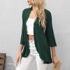 Women's Classic 3/4 Sleeve Short Cardigans Casual Lightweight Draped Soft Kimono Cardigans Summer Bolero Cover Ups Green view 4