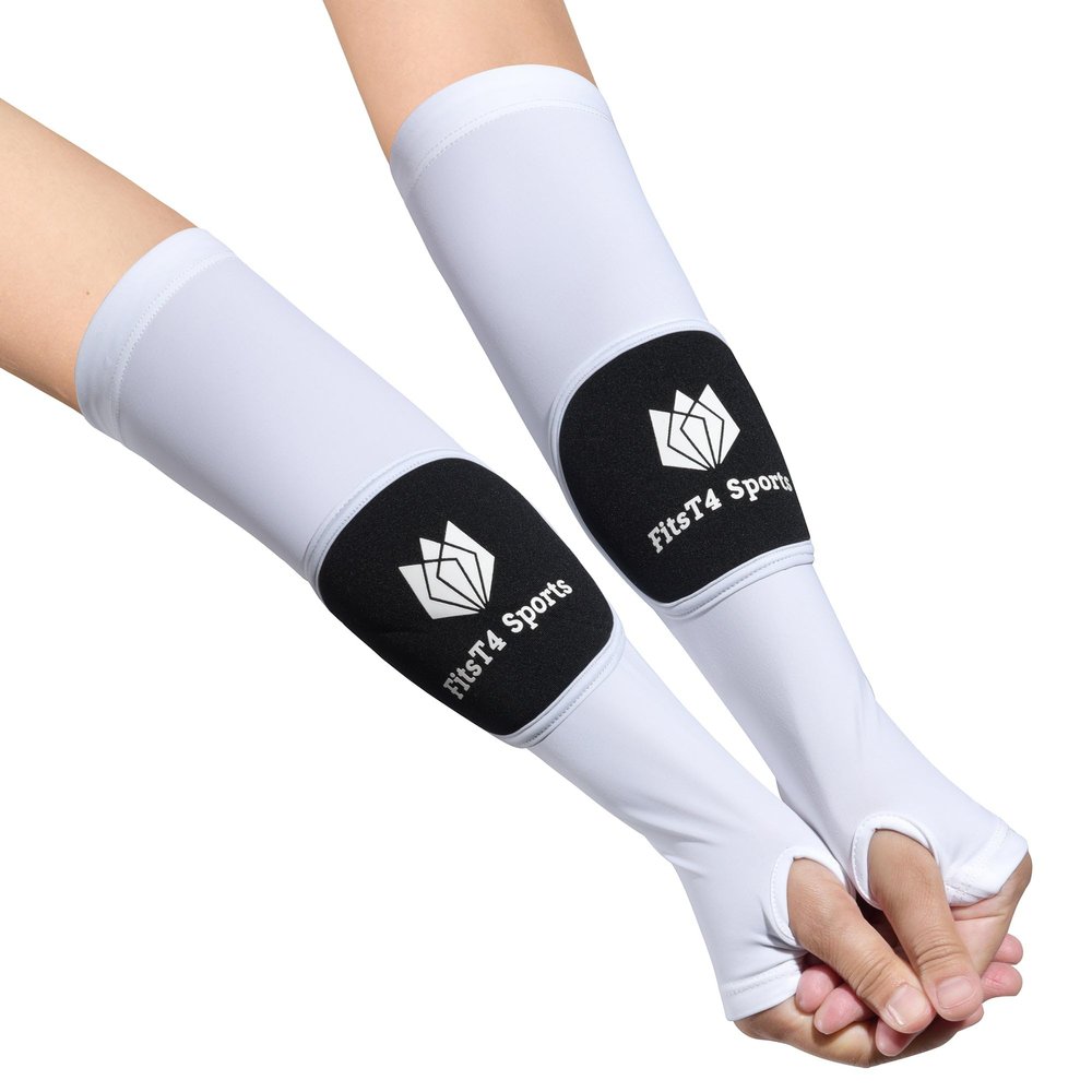 FitsT4 Sports Volleyball Arm Sleeves for Girls Youth Passing Forearm Sleeves w Protection Pads & Thumbhole UPF 50 Non-Slip Gloves