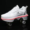 2-in-1 Roller Skates Shoes with Retractable 4 Wheels & Pop-Out Deformation Sneakers Outdoor Sports Skating Shoes for Girls Boys view 2