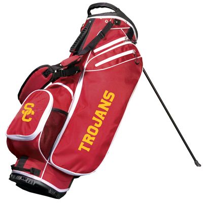 Team Golf NCAA Southern California Birdie Stand Golf Bag, Lightweight, 14-Way Club Divider, Spring Action Stand, Insulated Cooler Pocket, Velcro Glove and Umbrella Holder & Padded Handles