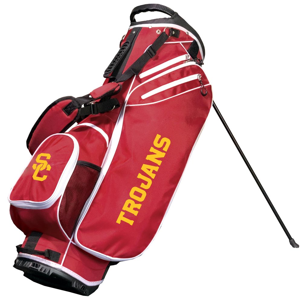 Team Golf NCAA Southern California Birdie Stand Golf Bag, Lightweight, 14-Way Club Divider, Spring Action Stand, Insulated Cooler Pocket, Velcro Glove and Umbrella Holder & Padded Handles