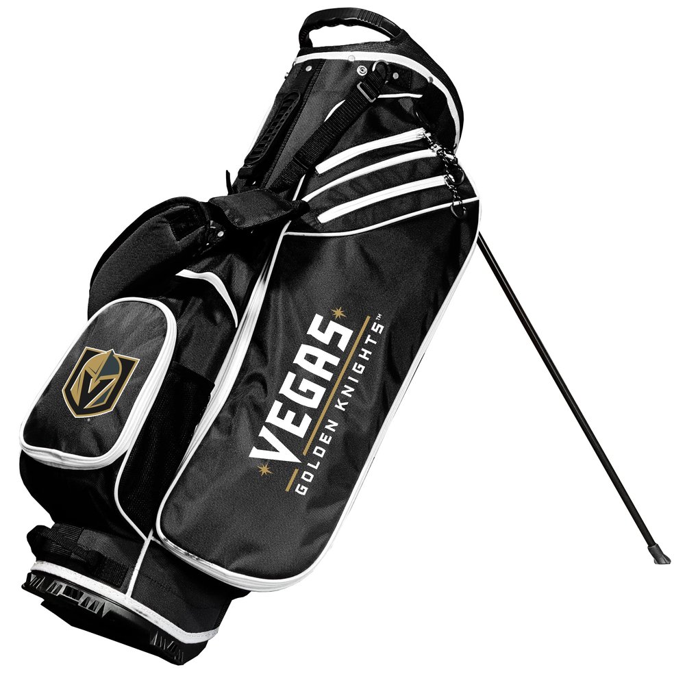 Team Golf NHL Vegas Golden Knights Birdie Golf Stand Bag, Lightweight, 14-Way Club Divider, Spring Action Stand, Insulated Cooler Pocket, Velcro Glove and Umbrella Holder & Padded Handles