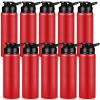 Chengu 10 Pcs 25oz Reusable Aluminum Water Bottle Bulk Lightweight Outdoor Sports Water Bottles Easy Carry Leak Proof for Travel Gym Camping Hiking Fishing, Snap Lid (Red) view 1