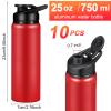 Chengu 10 Pcs 25oz Reusable Aluminum Water Bottle Bulk Lightweight Outdoor Sports Water Bottles Easy Carry Leak Proof for Travel Gym Camping Hiking Fishing, Snap Lid (Red) view 2