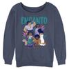 Disney Women's Encanto Together Junior's Raglan Pullover with Coverstitch, Blue Heather, X-Large view 1