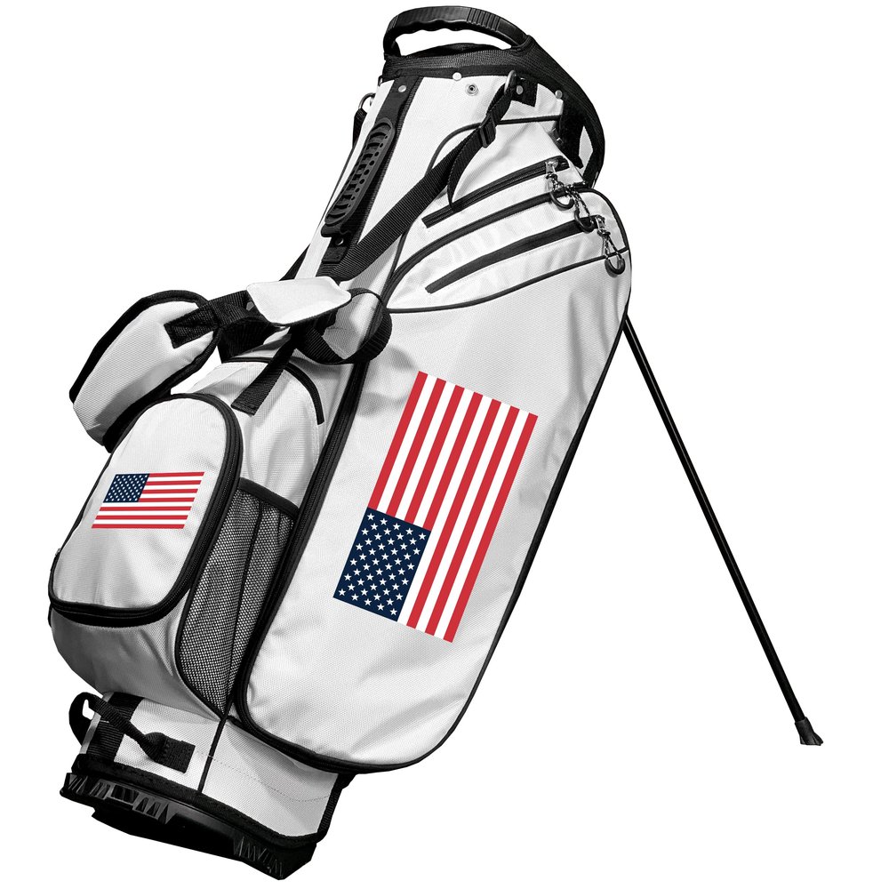 Team Golf USA Flag Birdie Golf Stand Bag, Lightweight, 14-Way Club Divider, Spring Action Stand, Insulated Cooler Pocket, Velcro Glove and Umbrella Holder & Padded Handles