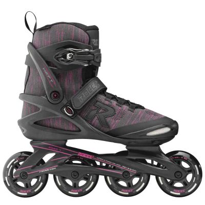 Roces Women's Weft Thread Lightweight Breathable Adjustable Fitness Ecology Outdoor 4 Wheel Inline Racing Skates with Easy Entry System & & Secure Closure, Supplied with Brake, Black/Fuchsia, 11