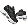 Pairobin 2-in-1 Roller Skates Shoes with Retractable 4 Wheels & Pop-Out Deformation Sneakers Outdoor Sports Skating Shoes for Girls Boys, High-top Black, 6.5 view 1