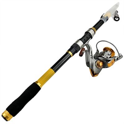 HNHYNSY Carbon Fiber Fishing Rod 2.1-3.6m Telescopic Fishing Combo Portable Rod and 5.2:1 Gear Ratio Fishing Reel Fishing Tackle (Bundles : 3.6M Rod with DC5000, Color : Yellow)