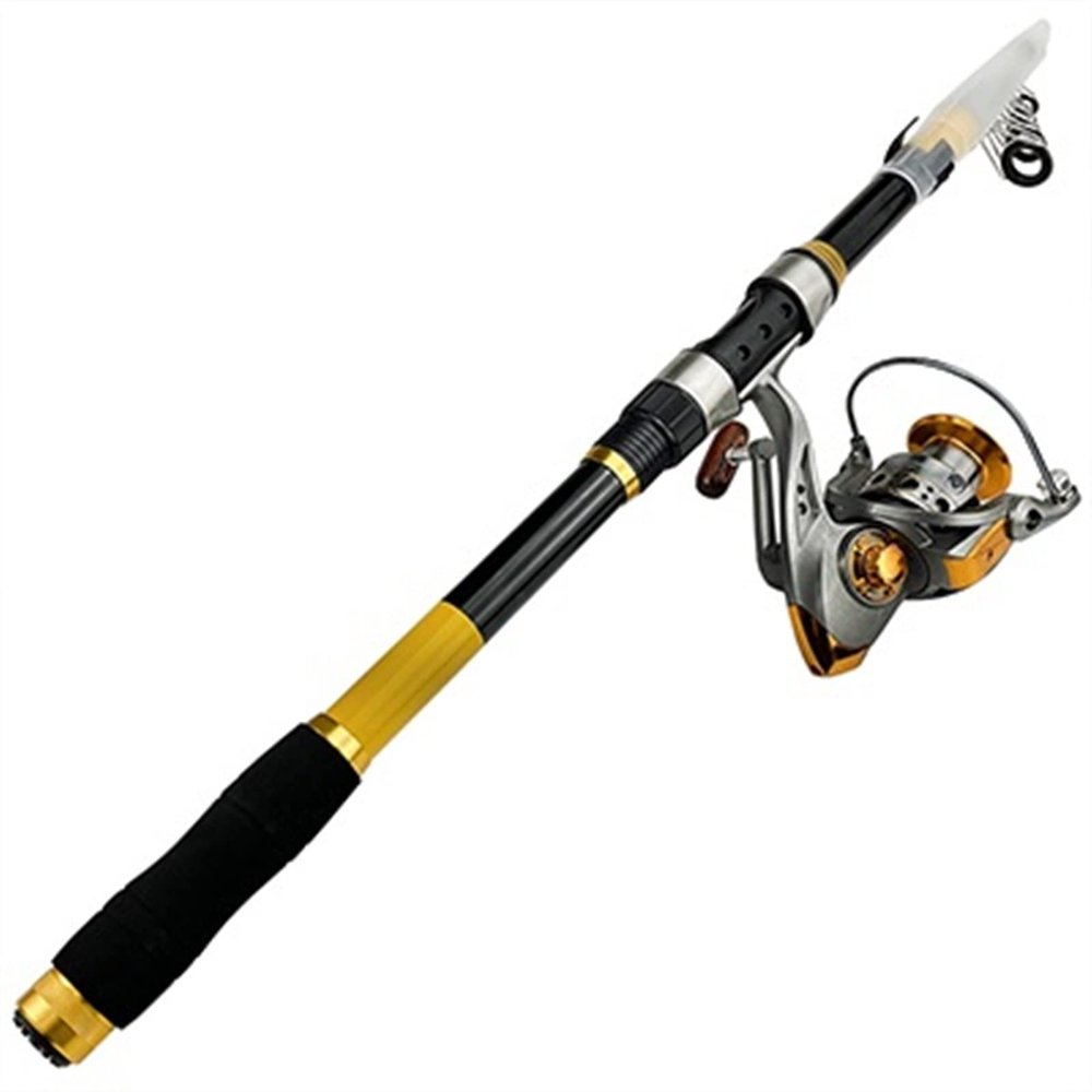 HNHYNSY Carbon Fiber Fishing Rod 2.1-3.6m Telescopic Fishing Combo Portable Rod and 5.2:1 Gear Ratio Fishing Reel Fishing Tackle (Bundles : 3.6M Rod with DC5000, Color : Yellow)
