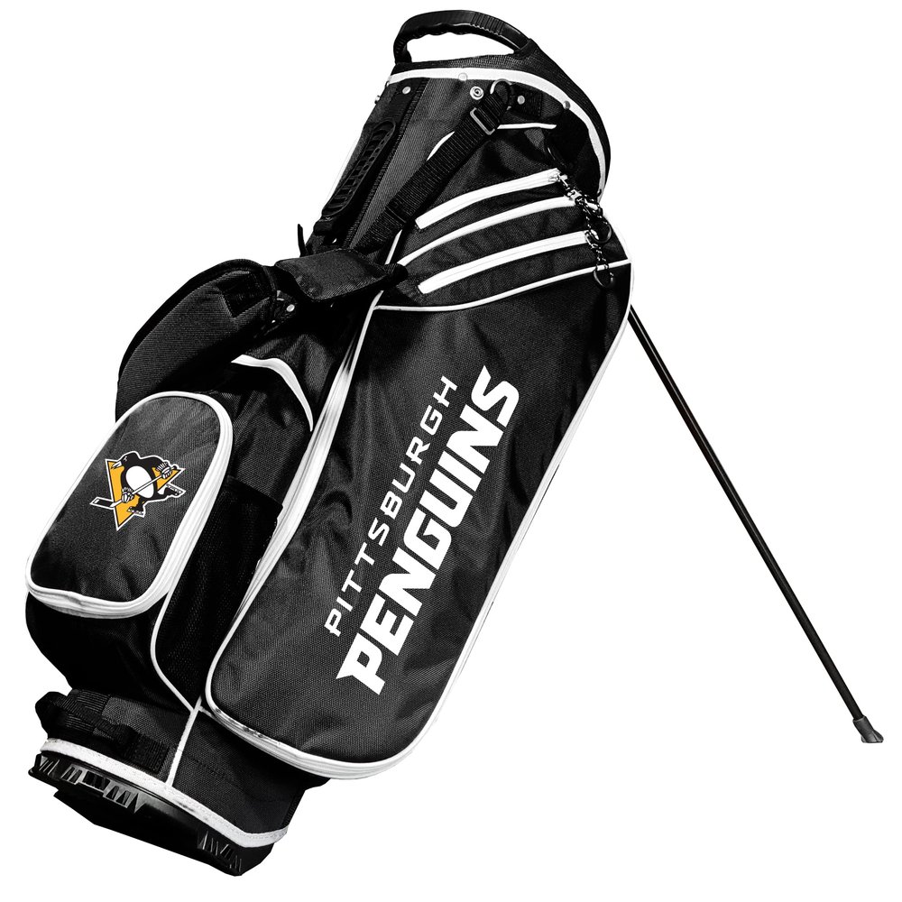 Team Golf NHL Pittsburgh Penguins Birdie Golf Stand Bag, Lightweight, 14-Way Club Divider, Spring Action Stand, Insulated Cooler Pocket, Velcro Glove and Umbrella Holder & Padded Handles