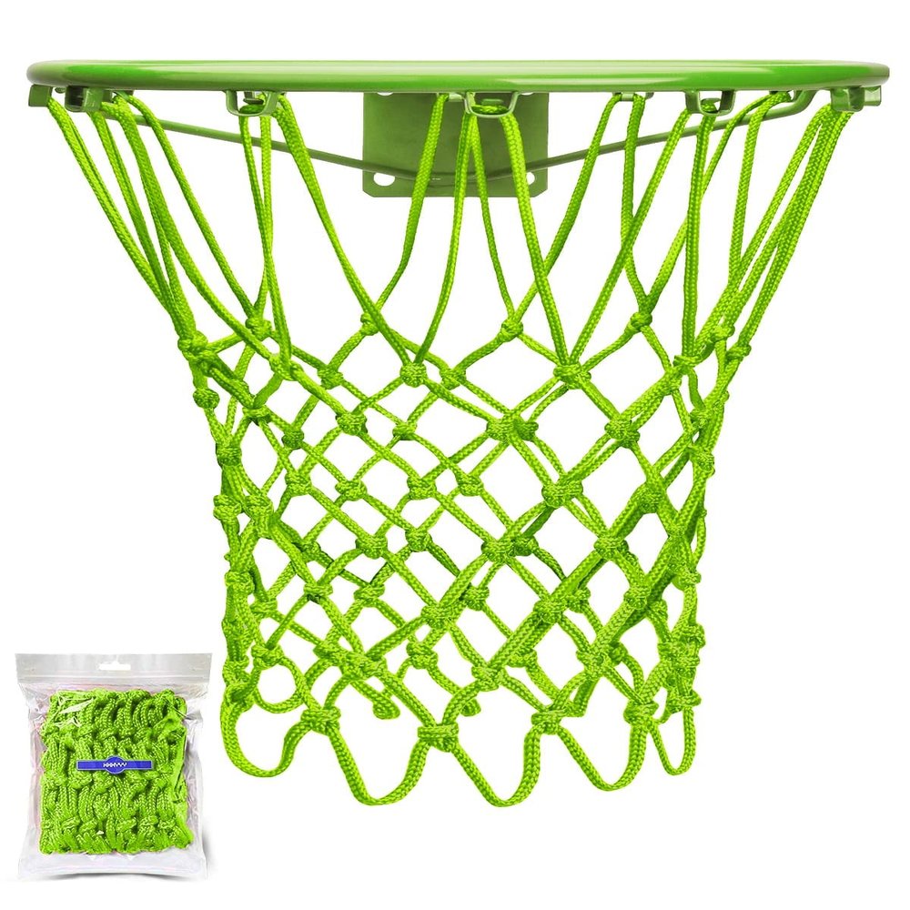 XXXYYY Green Basketball Net Outdoor Heavy Duty, 2022 Newest Professional On-Court Quality [6.88Ounce], Fits Outdoor Standard Size Hoop, All Weather Anti Whip-12 Loops