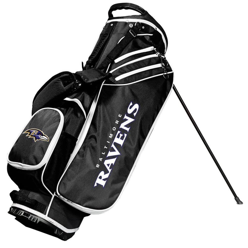 Team Golf NFL Baltimore Ravens Birdie Golf Stand Bag, Lightweight, 14-Way Club Divider, Spring Action Stand, Insulated Cooler Pocket, Velcro Glove and Umbrella Holder & Padded Handles