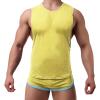Men's Round Neck Slim Vest Body Chest Tight Tank Top Undershirt Sport Supporter Workout Slimming Muscle Undershirt (Yellow,XX-Large) view 1