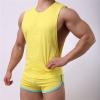 Men's Round Neck Slim Vest Body Chest Tight Tank Top Undershirt Sport Supporter Workout Slimming Muscle Undershirt (Yellow,XX-Large) view 3