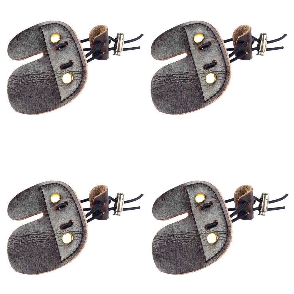 Zelerdo 4 Pack Leather Archery Finger Tabs Archery Finger Guard for Shooting Practice Gear,Right Hand