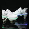2-in-1 Roller Skates Shoes with Retractable 4 Wheels & Pop-Out Deformation Sneakers Outdoor Sports Skating Shoes for Girls Boys view 3