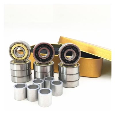 SUOFEILAIMU Professional Speed Skating Race Bearing 608 with 7 Ceramic Beads for Three-Wheel Speed Skate Shoes Bearing Skates (Color : 12 Bearings and 6 Spacer)