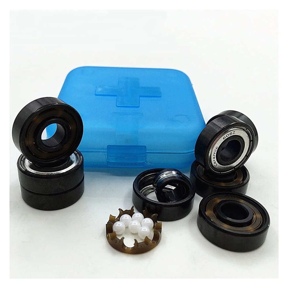 SUOFEILAIMU 608Z Ceramic Ball Skateboard Longboard Bearing Professional Inline Roller Skates Double Rocker 608 Scooter Bearing (Color : 8pcs zro2 Ball 608z)