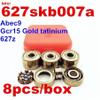 SUOFEILAIMU 627 Ceramic Ball Quad Skating Bearing 7mm Bore Artistic Skates Roller Skates Bearings 627 for Figure Skating (Color : 8pcs 627zz Gcr15 Gold) view 2