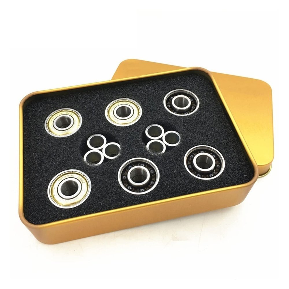 SUOFEILAIMU 608 Skate Bearings with 7 Ceramic Beads Inline Roller Skates Speed Ceramic Bearing Scooter Skateboard Bearing (Color : 12pcs Bearing 6pcs Spacer)