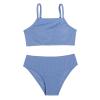 JEATHA Kids Girls Two Piece Swimsuit Bikini Swimming Bathing Suit Beachwear Beach Camisole and Swim Triangle Brief Set Navy Blue 8-10 Years view 1