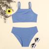 JEATHA Kids Girls Two Piece Swimsuit Bikini Swimming Bathing Suit Beachwear Beach Camisole and Swim Triangle Brief Set Navy Blue 8-10 Years view 2