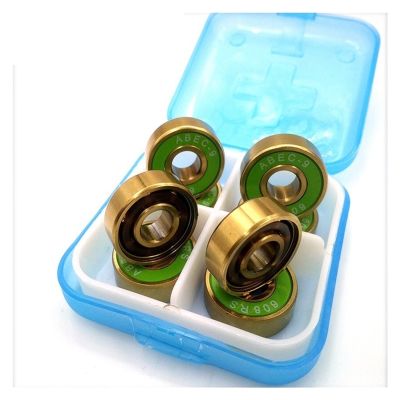 SUOFEILAIMU 8pcs/Set 608RS 608ZZ Tatinium Coated Gold Bearings 608 Inline Roller Skates Bearing 8x22x7mm Skating Bearing (Color : 8pcs Green abec9)