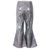 FEESHOW Toddler Baby High Waist Bell Bottoms Casual Outfits Girls Kids Denim Flared Pants Ruffled Wide Leg Trouser A Black 15-16 Years view 2
