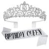 AOPRIE Birthday Crown for Women Happy Birthday Queen Sash Silver Tiara for Women Princess Crown Rhinestone Accessories Party Favor view 1