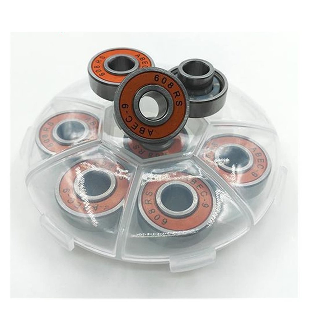 SUOFEILAIMU ABEC-9 Integrated Spacer Bearing 608 Skateboard Longboard Bearing 8x22x12.6mm Double Rocker Danceboard Bearings (Color : 8pcs Orange)