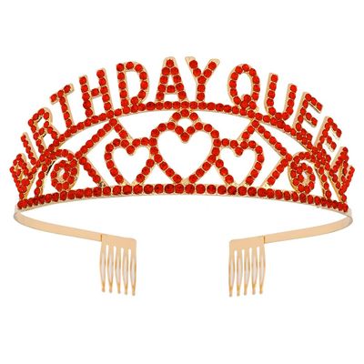 AOPRIE Red Birthday Tiara and Crown for Women, Regal Headband, 5 Inch Length, Adjustable Width, 2.5 Ounce, Suitable for Most Head Sizes, Perfect for Birthday Celebrants
