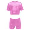 JEATHA Girls 2-Piece Athletic Swimsuits Summer Tracksuit Crop Tank Tops with Shorts for Gymnastics Dancing Swimming Pink 10 Years view 1