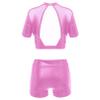 JEATHA Girls 2-Piece Athletic Swimsuits Summer Tracksuit Crop Tank Tops with Shorts for Gymnastics Dancing Swimming Pink 10 Years view 2