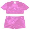 JEATHA Girls 2-Piece Athletic Swimsuits Summer Tracksuit Crop Tank Tops with Shorts for Gymnastics Dancing Swimming Pink 10 Years view 3
