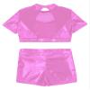 JEATHA Girls 2-Piece Athletic Swimsuits Summer Tracksuit Crop Tank Tops with Shorts for Gymnastics Dancing Swimming Pink 10 Years view 4