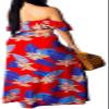 Casual Two Piece Sets for Women Party Vacation Elegant Tropical Floral Off Shoulder Tube Top Long Maxi Split Skirt Dresses Beach Cover Ups(XX-Large) Red/Blue view 2