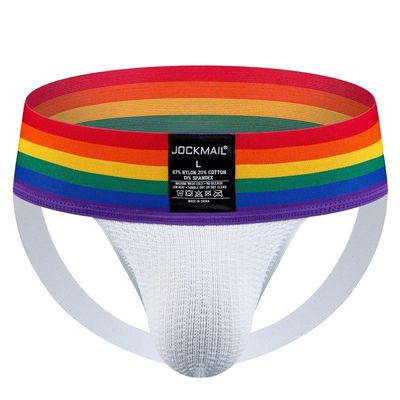 JOCKMAIL Mens Briefs Jockstrap Athletic Supporter Rainbow Men Sport Underwear for Gym Sport