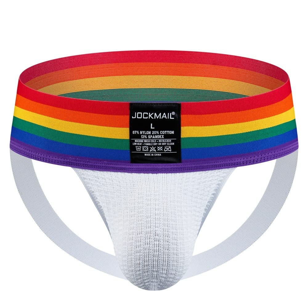 JOCKMAIL Mens Briefs Jockstrap Athletic Supporter Rainbow Men Sport Underwear for Gym Sport