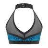 FEESHOW Youth Girls Shiny Sequins Dance Sports Bra Crop Tops for Athletic Yoga Gymnastics Ballet Leotard Dance Workout Sky Blue 12 Years view 2