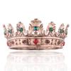 YOVECATHOU Baroque Royal Crown Men's Metal Prince Hair Crown Full Circle Birthday Party Hair Accessories For Halloween Prom (Bronze With Green Stone) view 2