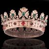 YOVECATHOU Baroque Royal Crown Men's Metal Prince Hair Crown Full Circle Birthday Party Hair Accessories For Halloween Prom (Bronze With Green Stone) view 3