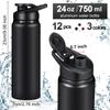 CHENGU 12 Pieces 24 oz Aluminum Water Bottles Set Metal Sports Bike Water Bottle Reusable Travel Bottles with Lid for Gym Sports Camping Hiking Fishing view 2