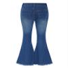 JIZYO Girls Casual Flared Jeans Distressed Bell Bottoms Denim Pants High Waist Ripped Trousers Fashion Streetwear Blue 8 Years view 2