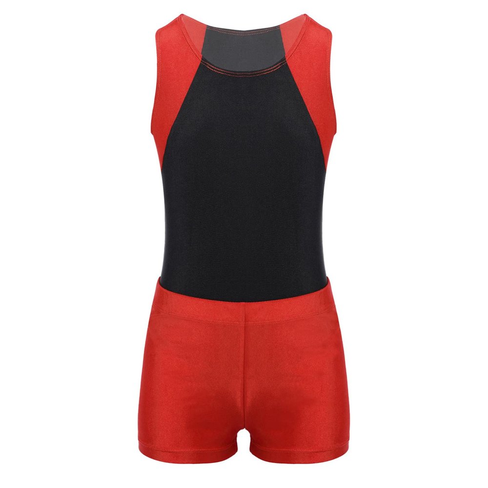 easyforever Kids Boys 2-Piece Rash Guard Swimsuits Sleeveless Sunsuit Swimwear Leotard with Shorts Sets Red 6 Years