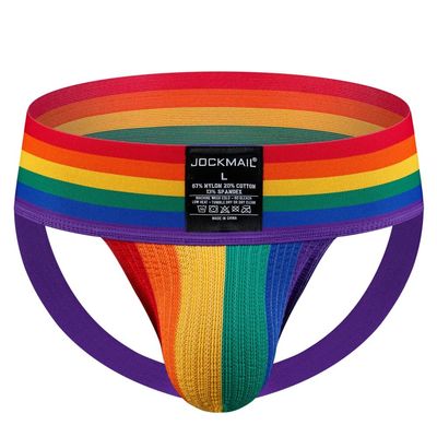 JOCKMAIL Mens Athletic Supporter Men Jockstrap Rainbow Men Sport Underwear for Gym Sport