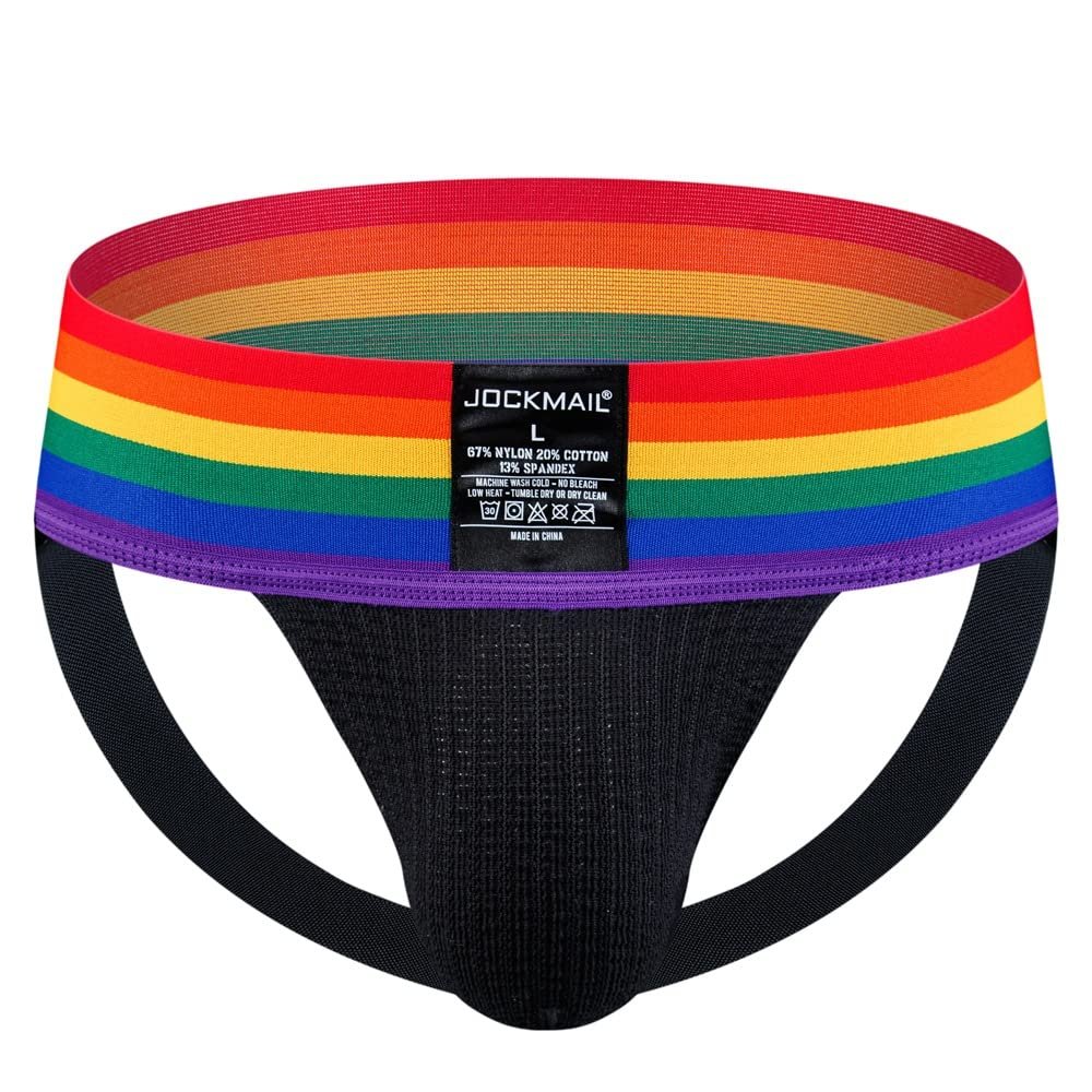 JOCKMAIL Mens Briefs Jockstrap Athletic Supporter Men Jockstrap Rainbow Men Sport Underwear Jockstrap for Gym Sport