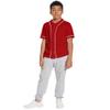 BAICAIYU Kids Baseball Jersey Solid Button Down Shirts Sports Uniform for Boy Gril Softball Red view 2