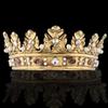 YADIRF Baroque Royal Crown Men's Metal Prince Hair Crown Full Circle Birthday Party Hair Accessories For Halloween Costume Party Prom Pageant (Dark Gold With Champagne Stone) view 3