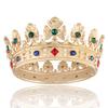 YADIRF Baroque Royal Crown Men's Metal Prince Hair Crown Full Circle Birthday Party Hair Accessories For Halloween Costume Party Prom Pageant (Gold With Green Stone) view 1